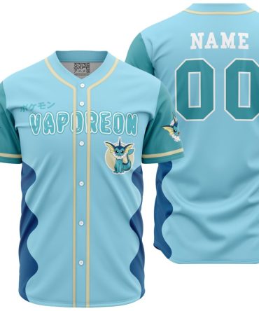 Custom Vaporeon Baseball Jersey - Personalized Name & Number - Premium Pokémon Apparel
