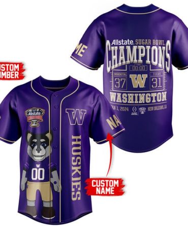 Custom Washington Huskies Sugar Bowl Champions Jersey - Add Name & Number!