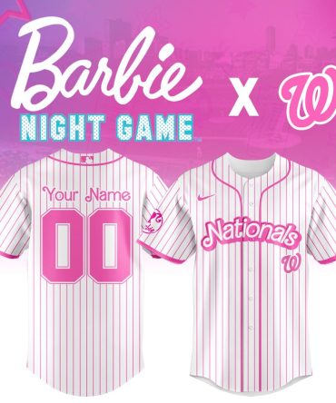 Custom Barbie Night Game Nationals Jersey - Pink Stripes, Personalized Name & Number