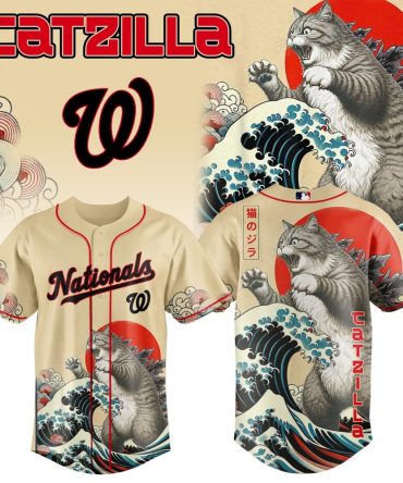 Unleash Style With Catzilla Nationals Baseball Jersey - Unique Cat Design, Perfect Gift!