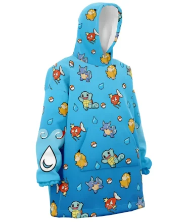 Water Type Pattern Pokemon Hooded Blanket Hoodie