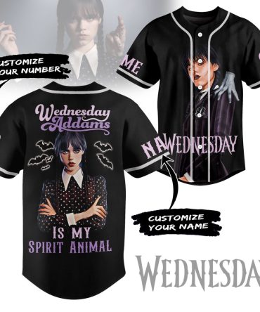 Customizable Wednesday Addams Baseball Jersey - Personalized Name & Number - Unique Gothic Style