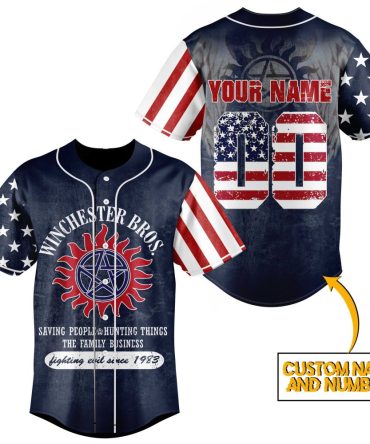 Custom American Flag Baseball Jersey – Personalize Name & Number – Perfect Gift!