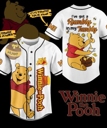 Custom Winnie The Pooh Baseball Jersey – Personalized Name & Number Gift