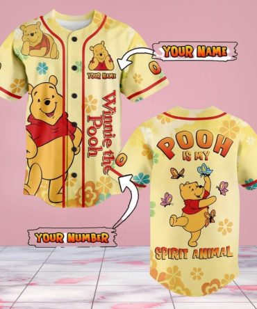 Personalized Winnie The Pooh Baseball Jersey - Custom Name & Number Gift For Fans