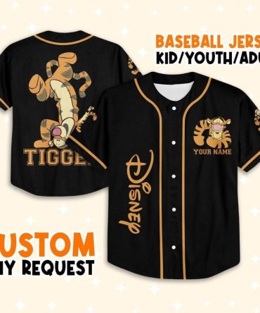 Custom Tigger Baseball Jersey - Disney Design For Kids/Youth/Adults - Personalize With Any Name!