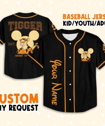 Custom Tigger Baseball Jersey - Kids/Youth/Adult - Personalized Name & Design