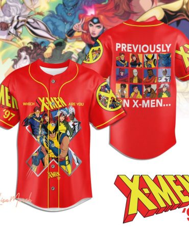 X-Men '97 Retro Baseball Jersey – Vibrant Red Comic Style Shirt For Fans