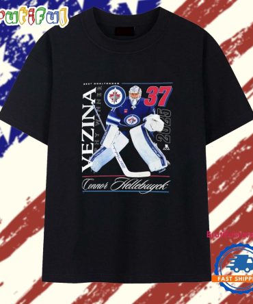 Connor Hellebuyck #37 Winnipeg Jets 2025 Vezina Trophy Winner T Shirt