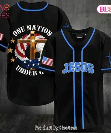 Patriotic Jesus Baseball Jersey - One Nation Under God Design - Perfect For Faithful Fans