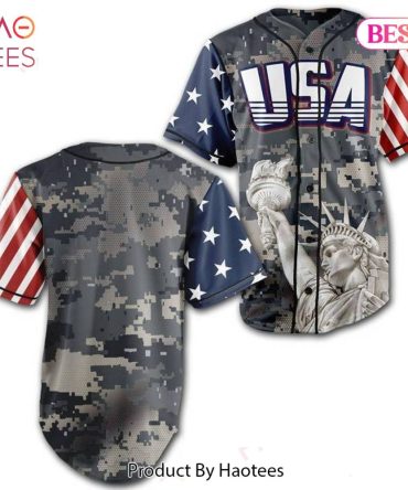 Usa Patriotic Camo Baseball Jersey - Stars & Stripes Design - Perfect For July 4Th!