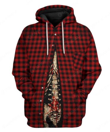 Hoodie   Bloody Skeleton Inside Costume Red Black Hoodie  Costume