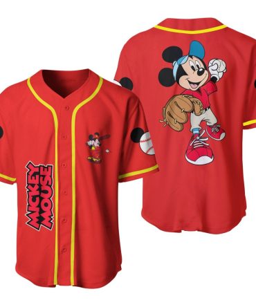 Mickey Mouse Baseball Jersey - Vibrant Red Sports Tee For Kids & Fans