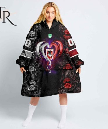 Custom Name And Number Nrl St George Illawarra Dragons Rose Dragon Oodie Blanket Hoodie
