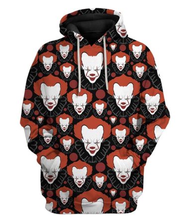 Halloween Hoodie Pennywise Face Pattern Black Hoodie Pennywise Hoodie
