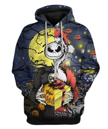 Tnbc Hoodie Jack Skellington Santa Christmas Halloween Hoodie