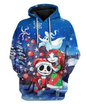 Tnbc Hoodie Jack And Sally Christmas Night Blue Hoodie