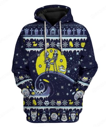 Tnbc Hoodie Jack And Sally Boogie'S Boys Christmas Pattern Blue Hoodie