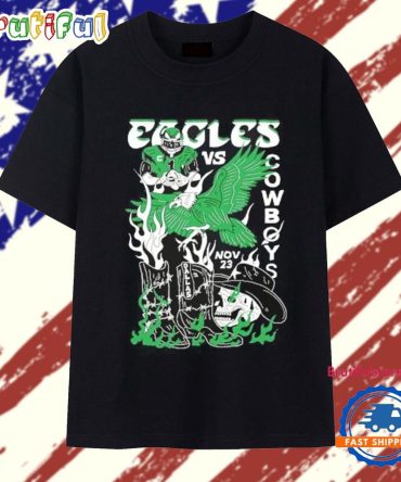 Dallas Cowboys Vs Philadelphia Eagles Skull Cowboy Boots T Shirt