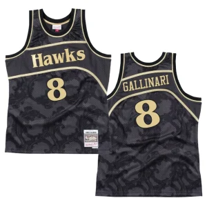 Atlanta Hawks Danilo Gallinari Black Toile Jersey Hardwood Classics Black - Alzaintravels