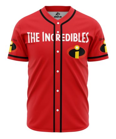 Incredibles Baseball Jersey - Unisex Red Button-Up - Superhero Team Logo Shirt