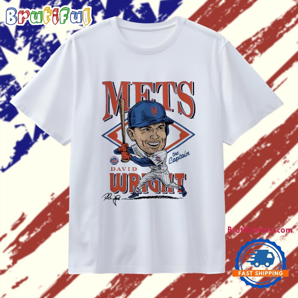 David Wright New York Mets The Captain Caricature Signature T Shirt