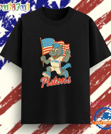 Detroit Pistons Hooper Mascot Usa Flag Retro T Shirt