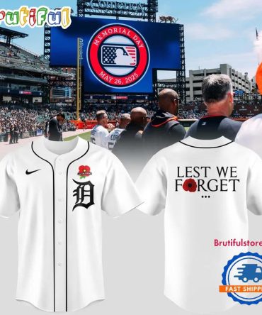 Detroit Tigers 2025 Memorial Day Lest We Forget Jersey Shirt