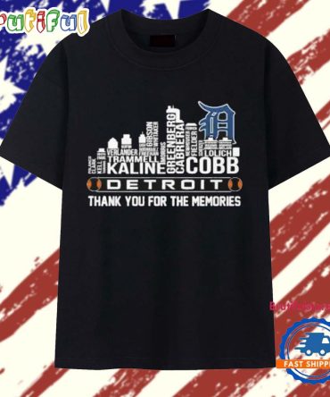 Detroit Tigers Baseball Legends Thank You For The Memories Skyline Name 2025 T Shirt