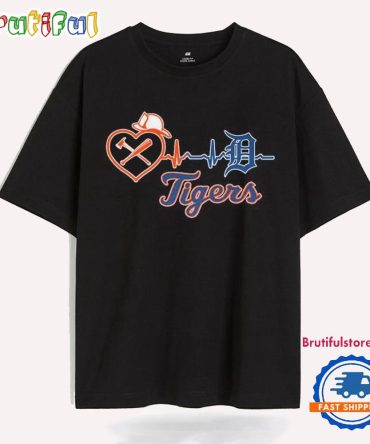 Detroit Tigers Heartbeat Firefighters T Shirt