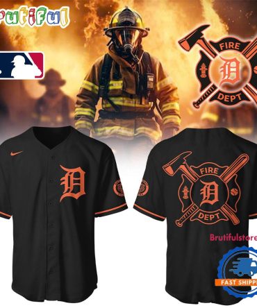 Detroit Tigers X Firefighter Appreciation Night 2025 Black Baseball Jersey