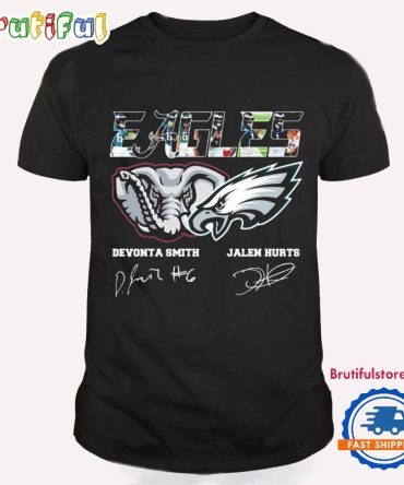 Devonta Smith Jalen Hurts Philadelphia Eagles X Alabama Crimson Tide Signatures T Shirt