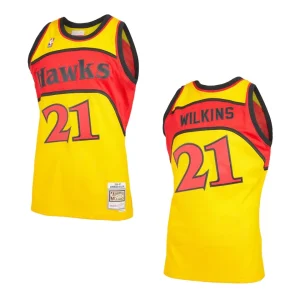 Dominique Wilkins Atlanta Hawks Reload 2.0 Hardwood Classics Jersey Yellow - Alzaintravels