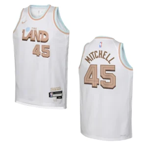 Cleveland Cavaliers 2022-23 City Edition Youth Donovan Mitchell White Jersey - Alzaintravels