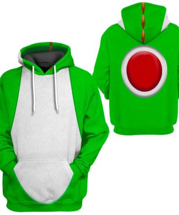 Super Mario Costume Hoodie Game Character Yoshi Costume T-Shirt Green White Unisex Adults