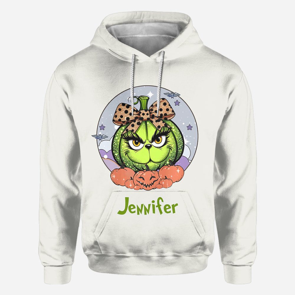 Green Pumpkin Mama Any Title - Personalized Stole Christmas All Over Shirt - Image 4