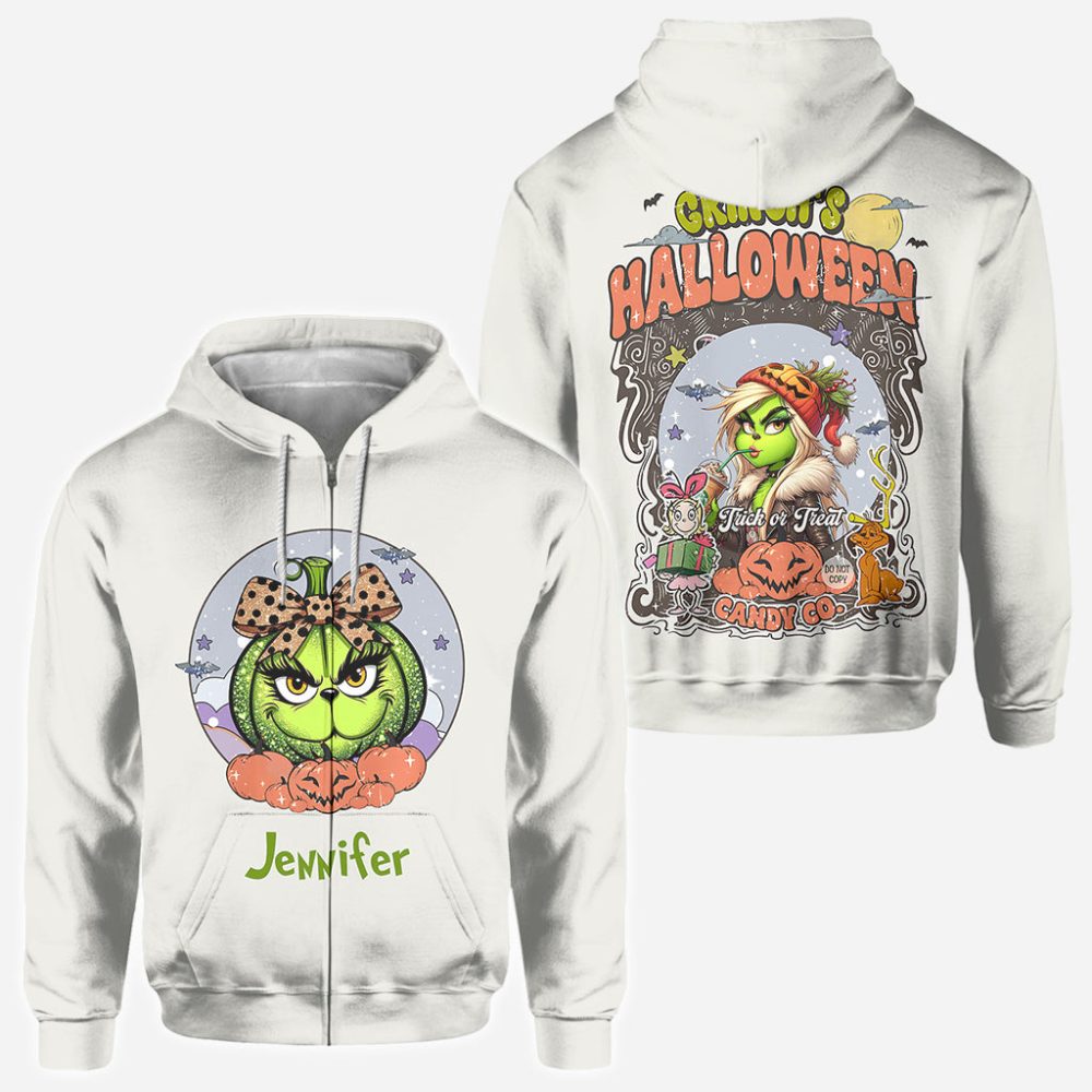 Green Pumpkin Mama Any Title - Personalized Stole Christmas All Over Shirt - Image 2