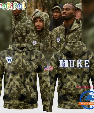 Duke Blue Devils Men'S Basketball 2025 Military Appreciation Camo Hoodie Shirt
