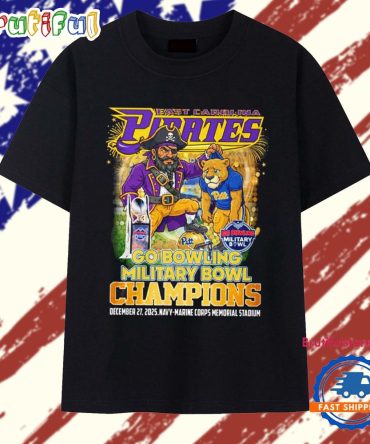 East Carolina Pirates 2025 Go Bowling Military Bowl Champions T Shirt