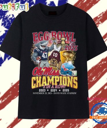 Egg Bowl Ole Miss Rebels Champions 3 In A Row 2023 2024 2025 Vintage T Shirt