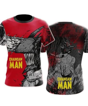 Chainsaw Man T-Shirt Chainsaw Man Art Sketch T-Shirt Black Red Unisex