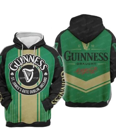 Guinness Hoodie Guinness Beer St James Gate Dublin Hoodie Black Green Unisex