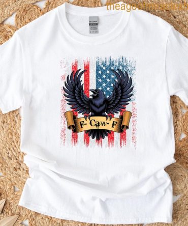 F-Caw-F Black Crow Black Bird Retro Usa Flag Vintage F-Caw-F T-Shirt