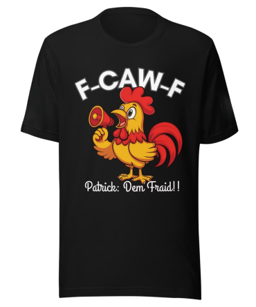 Funny Rooster T-Shirt – F-CAW-F Rooster Megaphone T-Shirt, Rooster Graphic Tee With F-Caw-F Slogan – Farm Humor Shirt, Gag Gift