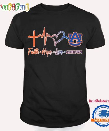 Faith Hope Love Auburn Tigers Heartbeat T Shirt