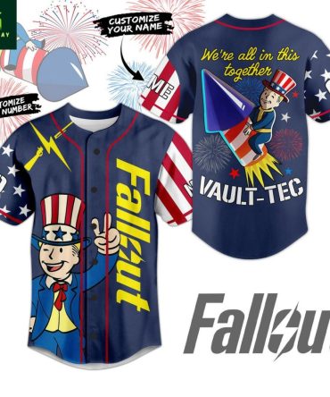 Customizable Fallout Baseball Jersey – Patriotic Vault-Tec Design For Gamers
