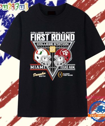 First Round Miami Hurricanes Vs Texas A And M Aggies 2025-2026 College Football Playoff Helmets T Shirt