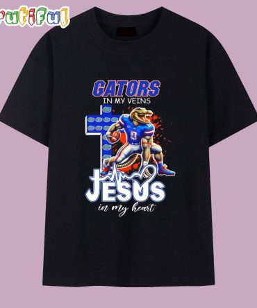 Florida Gators In My Veins Jesus In My Heart Cross Mascot T Shirt