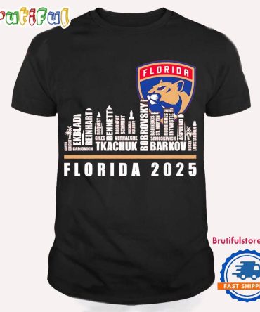 Florida Panthers 2025 Players Names City Skyline T Shirt