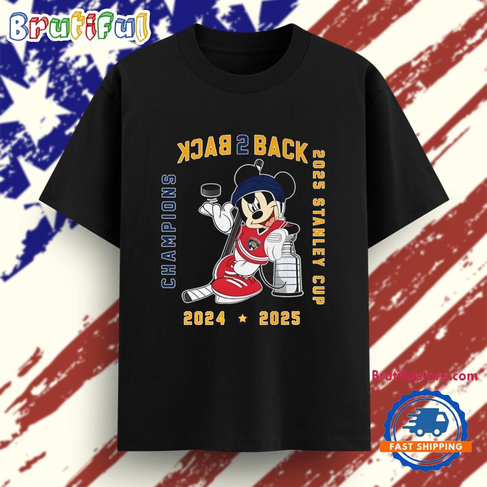 Florida Panthers X Mickey Mouse Back 2 Back 2025 Stanley Cup Champions 2025 Vintage T Shirt